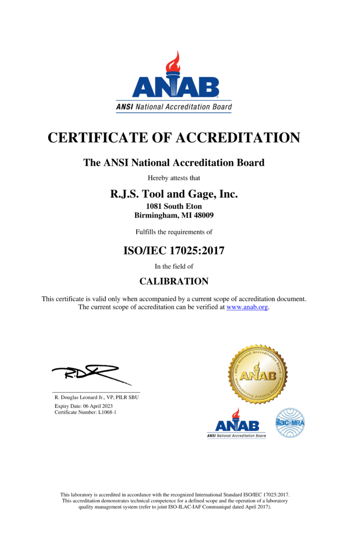 RJS Tool and Gage Products & Services